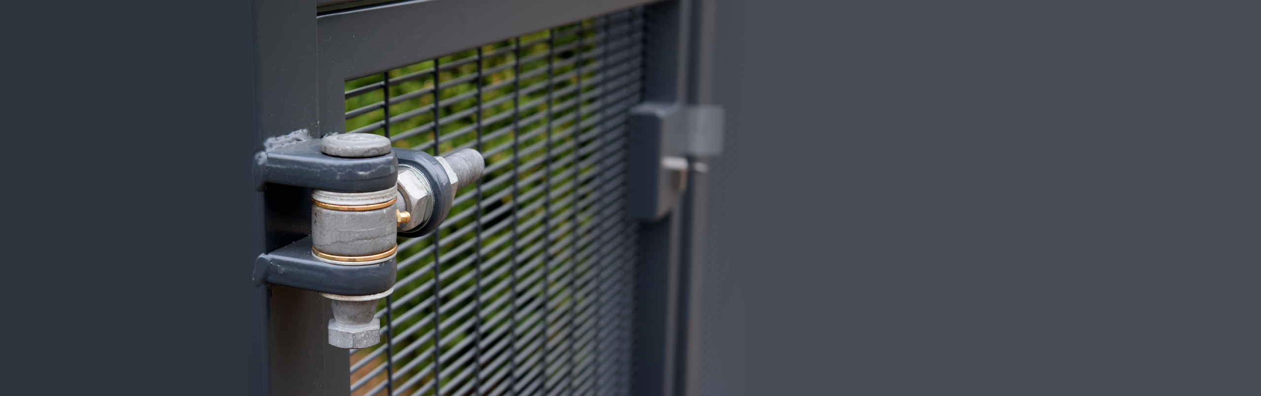 Gate hinges from Gatemaster on a metal gate
