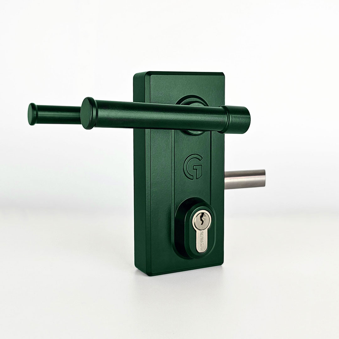 green gate lock with handle