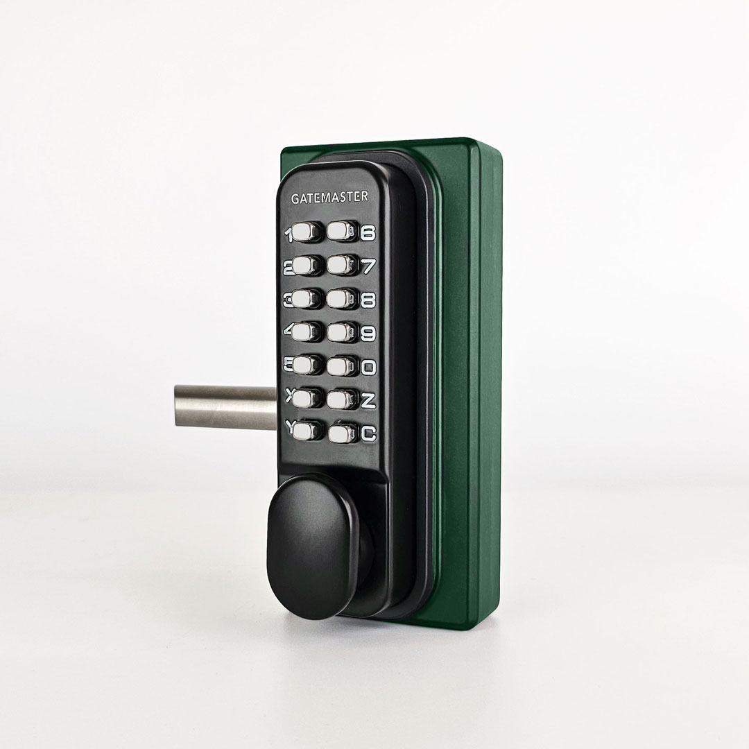 green gate lock with keypad access