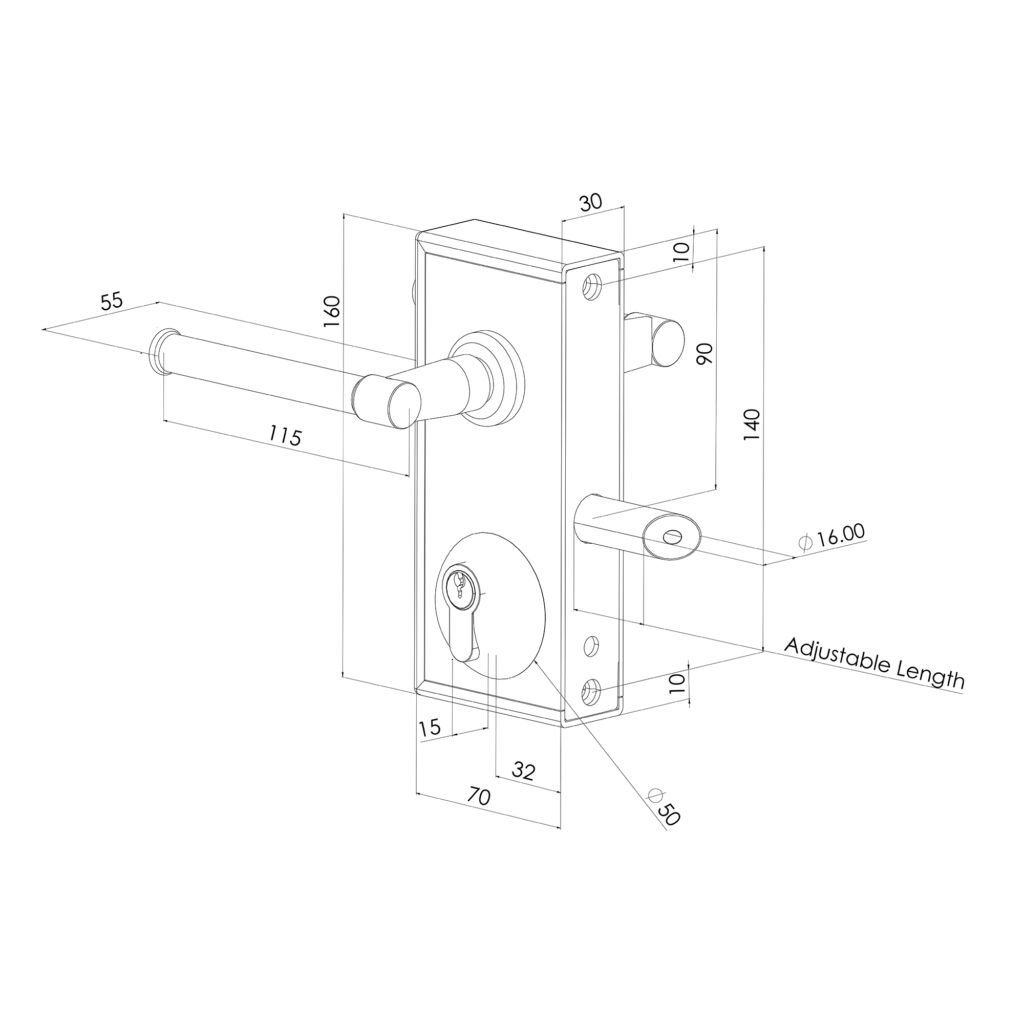 Technical drawing of latch deadlock