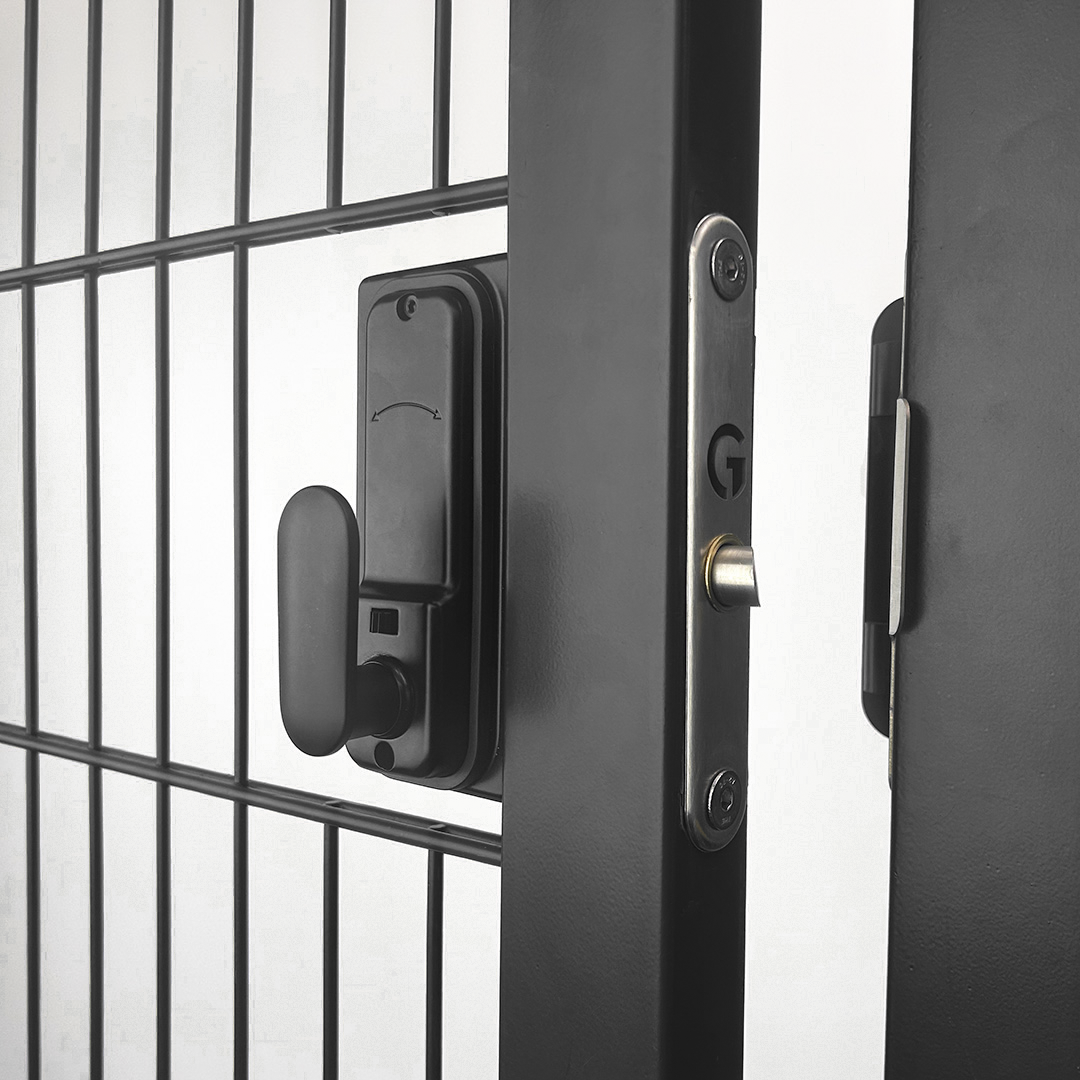 single sided gate lock on black gate