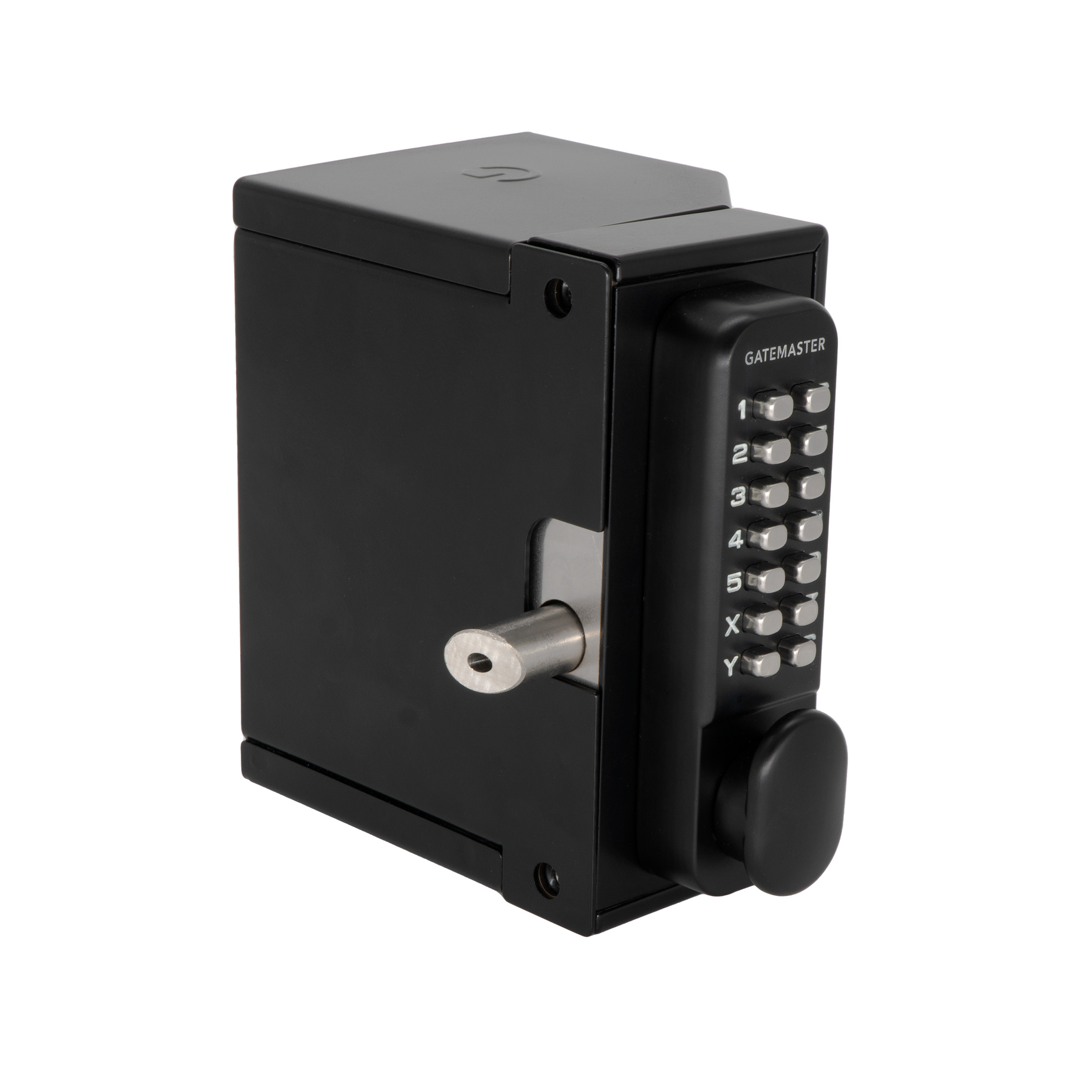 keypad access gate lock with gate shroud