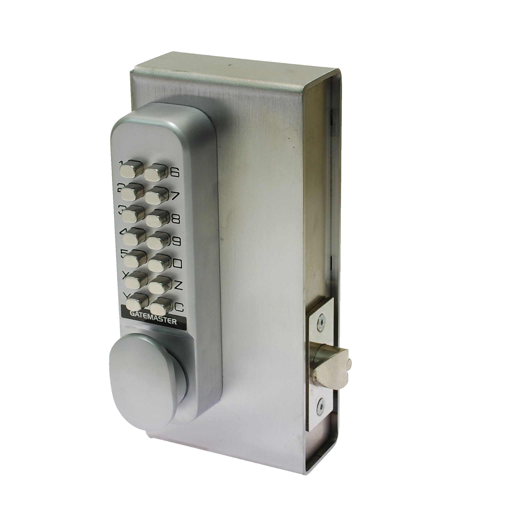 Silver keypad metal gate lock