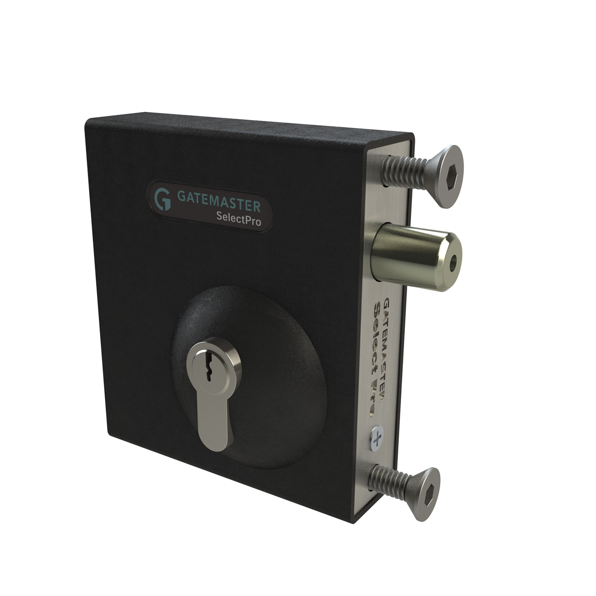 Black gate lock with keyhole