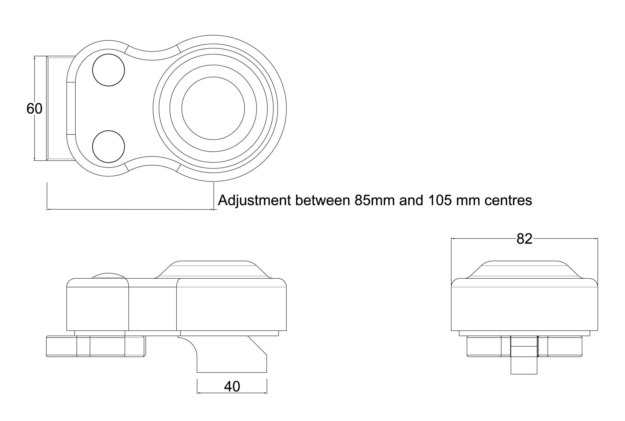 APS stop hinge dim drawing