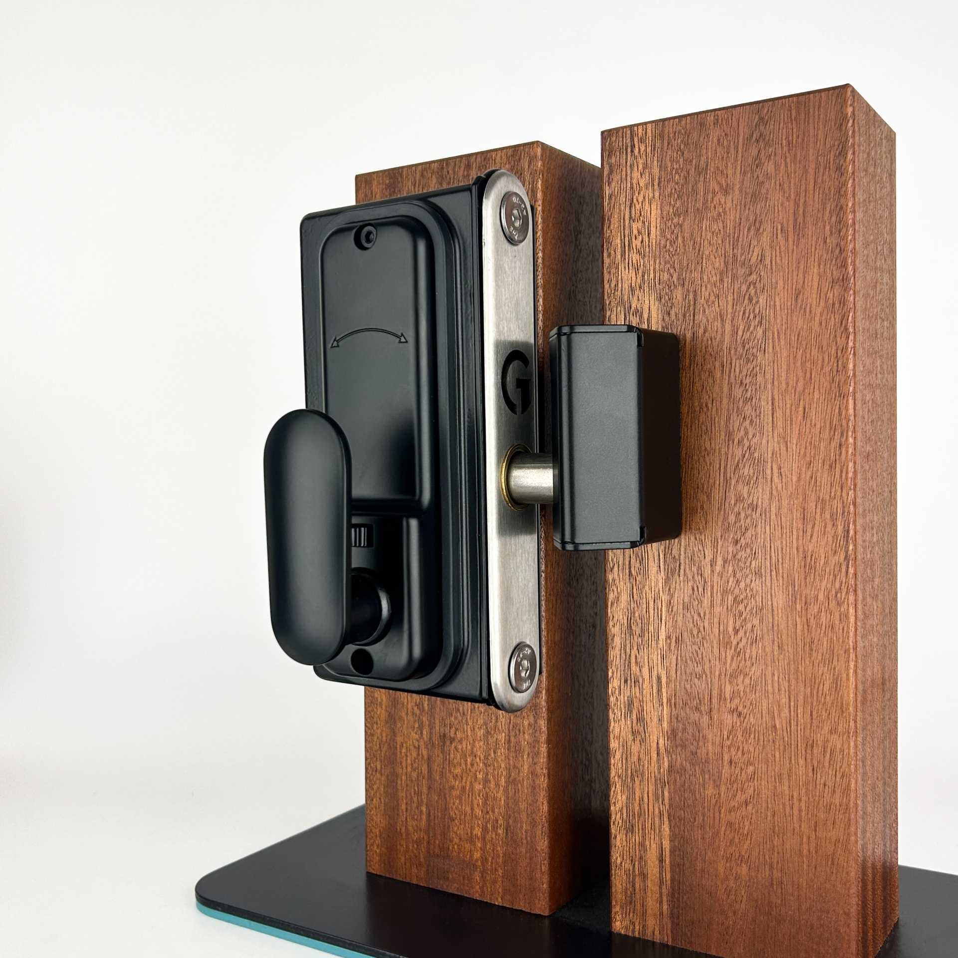 single sided wooden gate lock on wooden gate