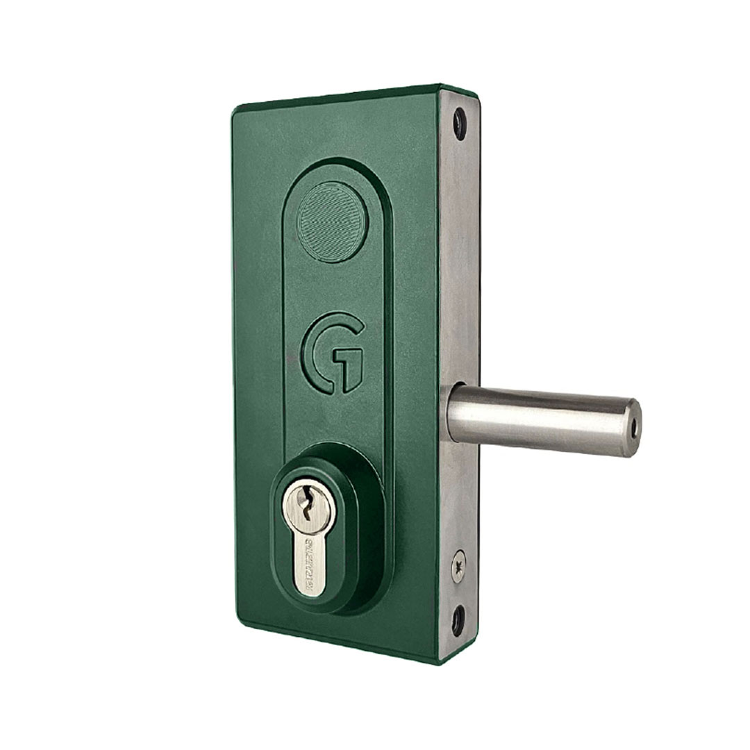 Green gate lock with keyed access
