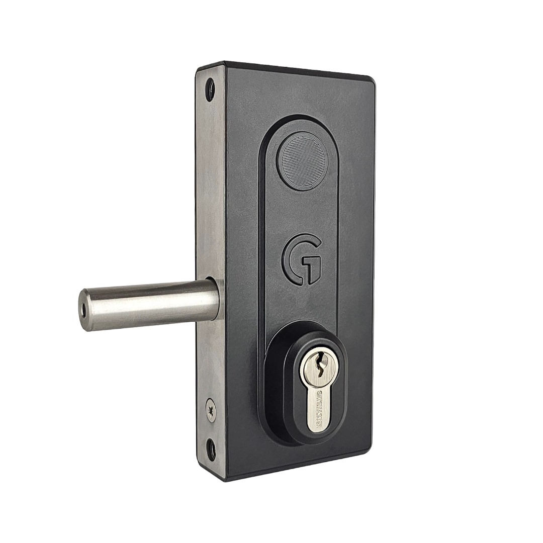 black bolt on deadlock (gate lock) with keyhole