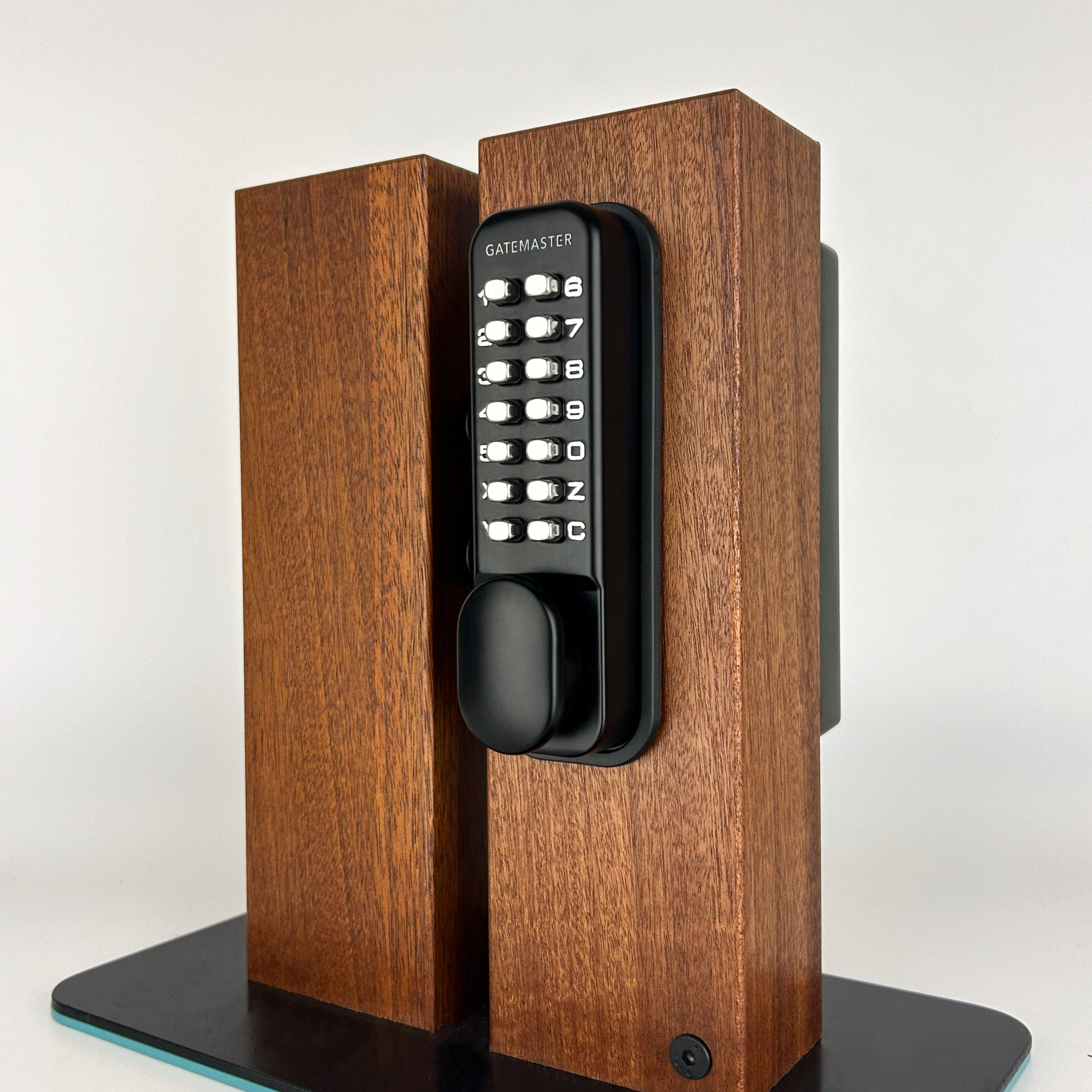 wooden gate lock on gate photo side view