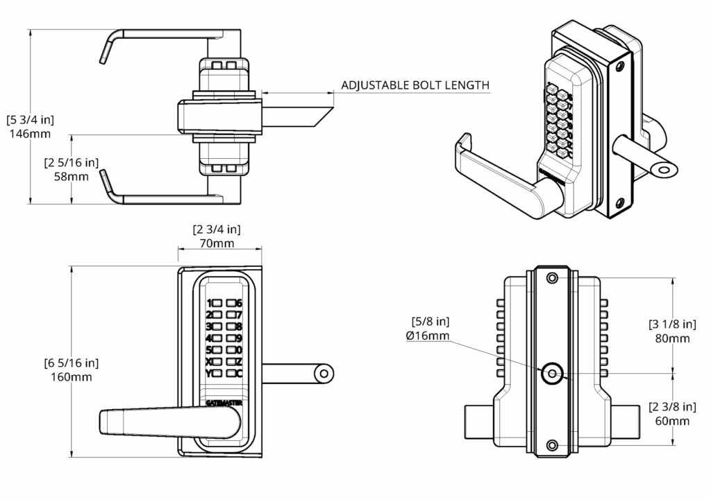 Code Gate Lock with Lever Handle | Double-Sided | Gatemaster