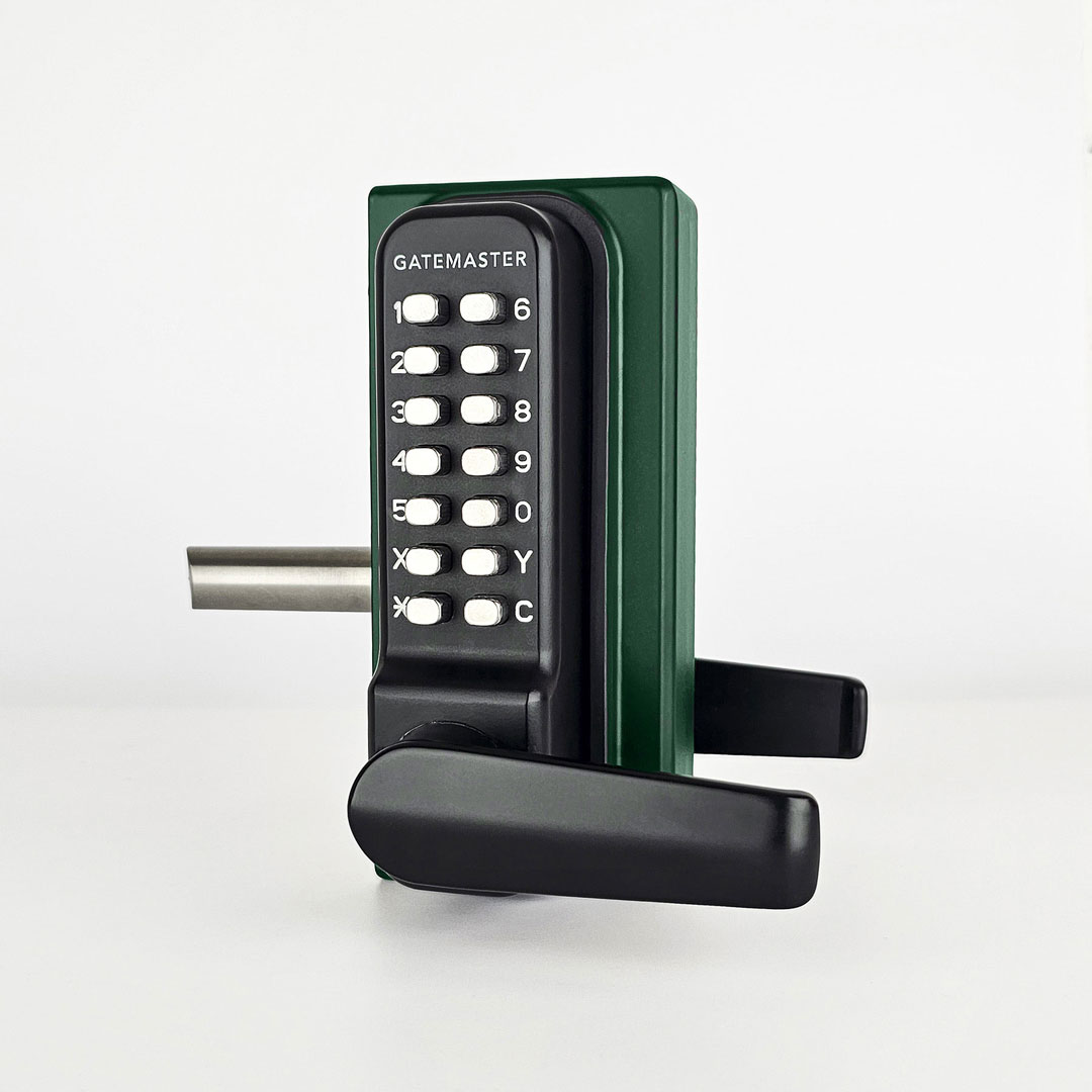 green gate lock with keypad access