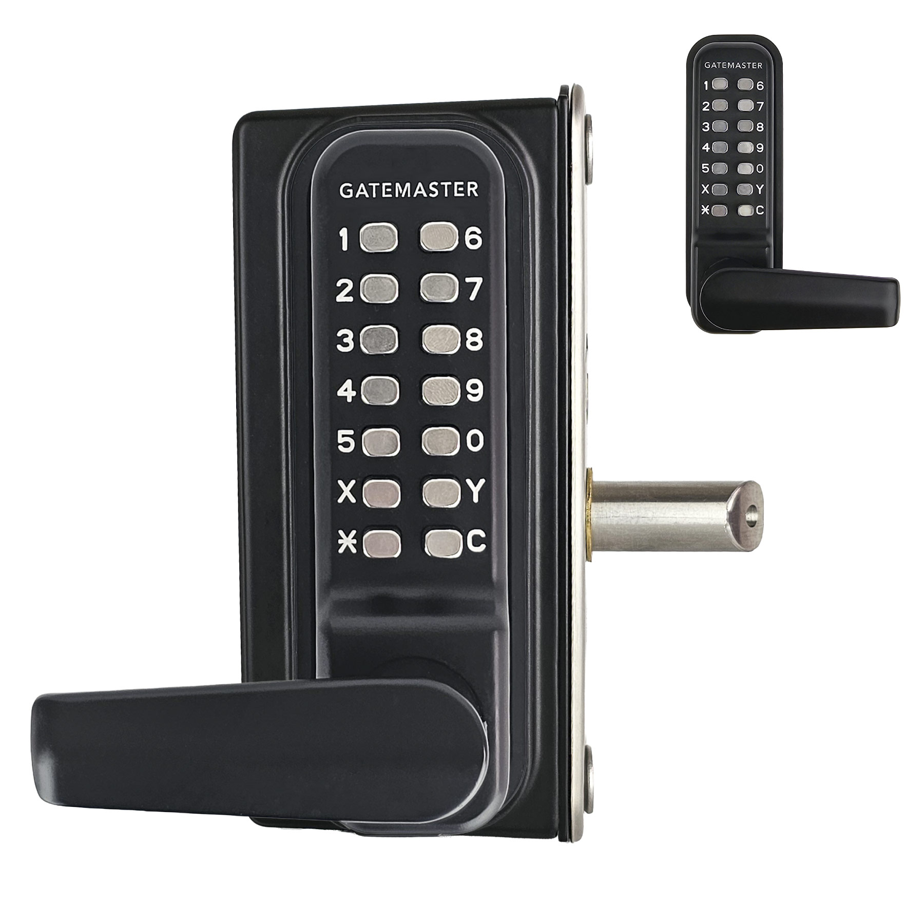 Front and back of RapidReset keypad code lock