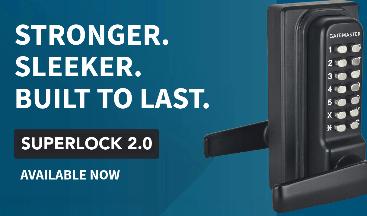 Superlock 2.0 launch showing close up of keypad gate lock