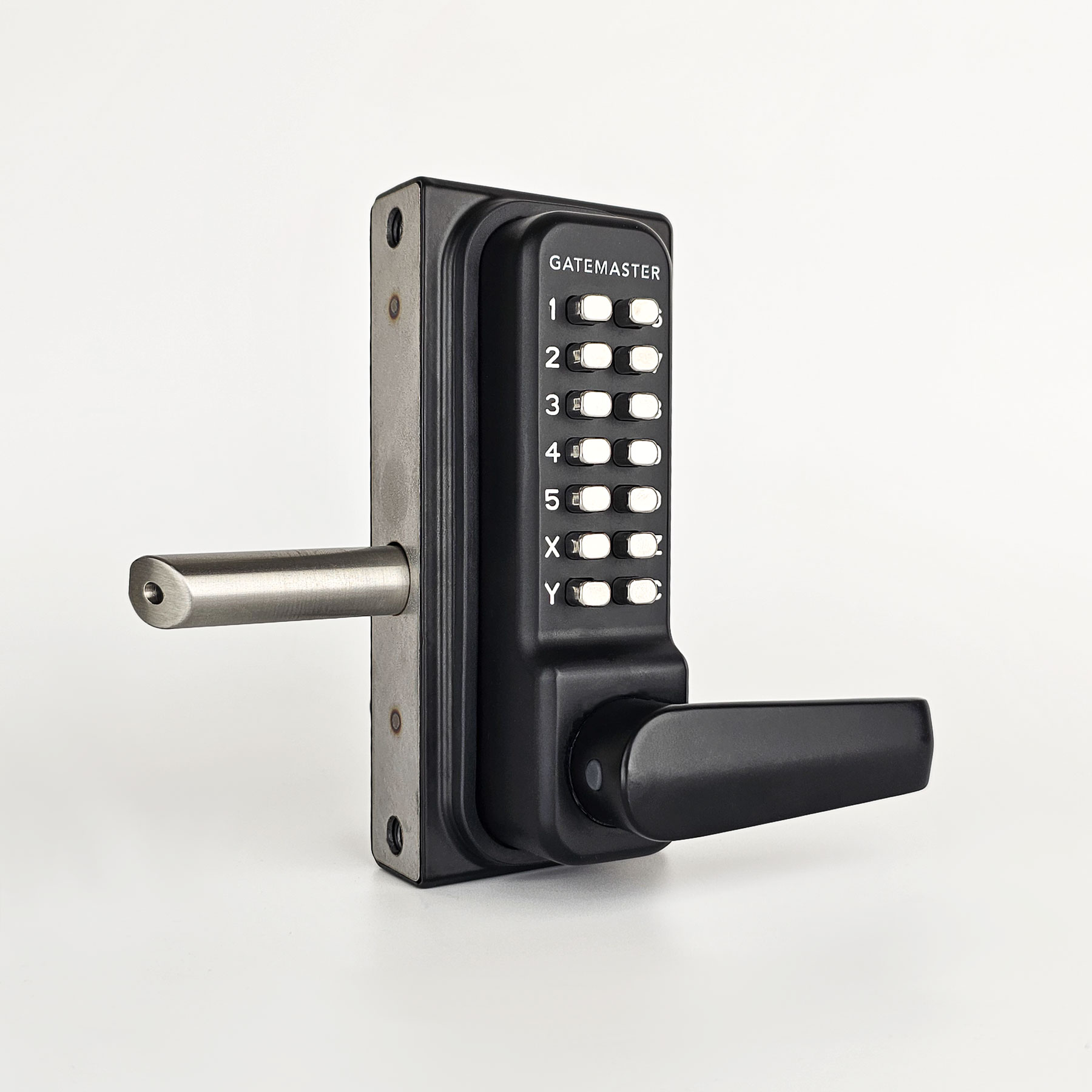 black gate lock with keypad access