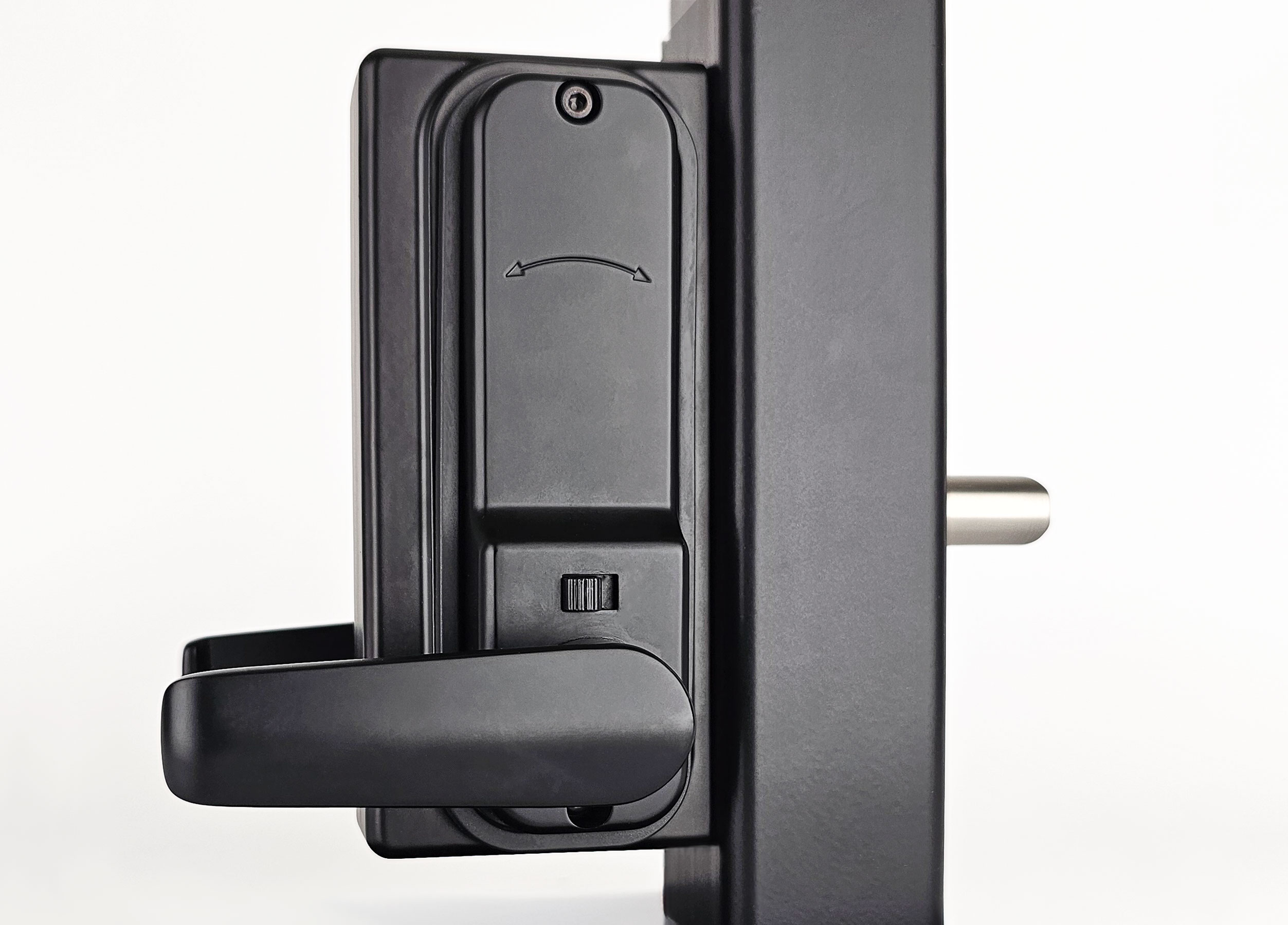 black gate lock single-sided with handles on gate post