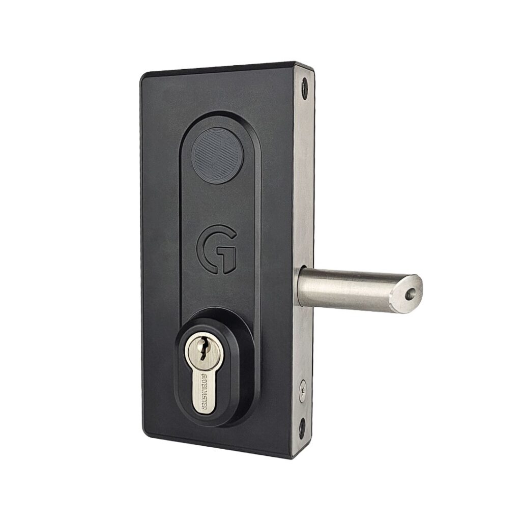 black gate lock with keyed access both sides