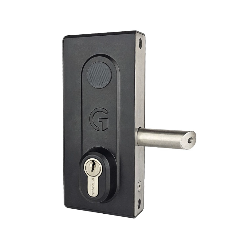 Black keyed latch gate lock
