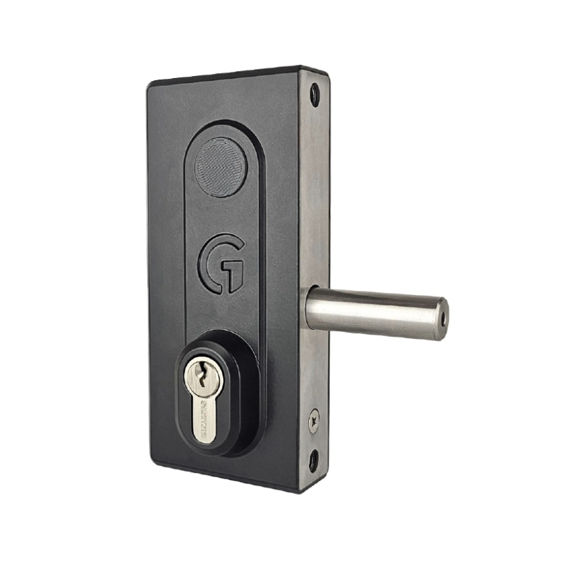 Black keyed deadlock gate lock