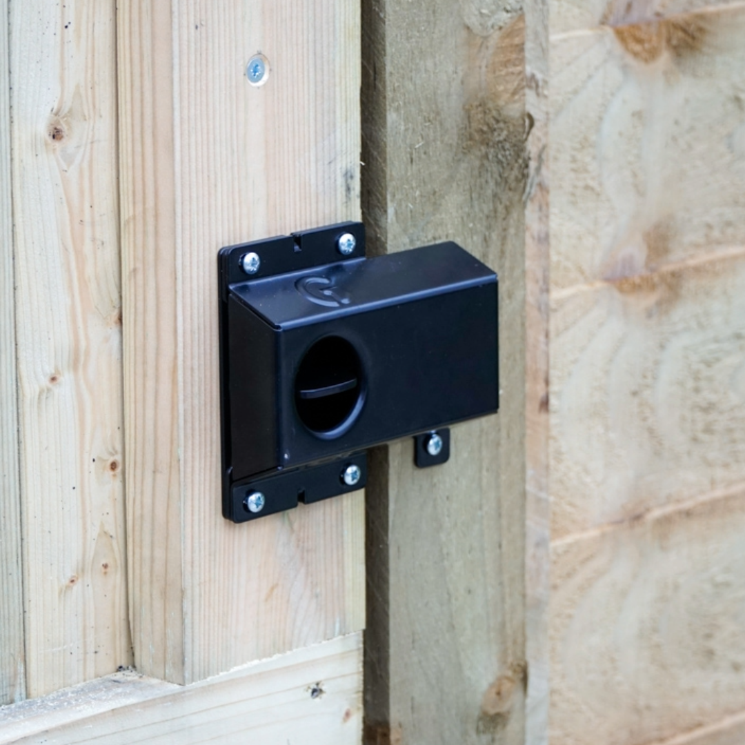 superlatch on wooden gate inside